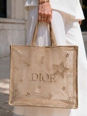 Dior GWP Glittering Gold  Star Tote New